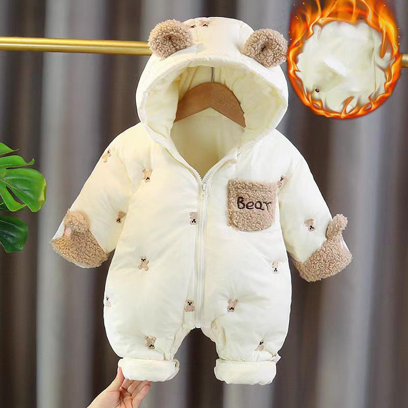 Cotton Baby Onesies Zipper - Kış Yenidoğan Bebek Romper Kalınlaşmak Pamuk