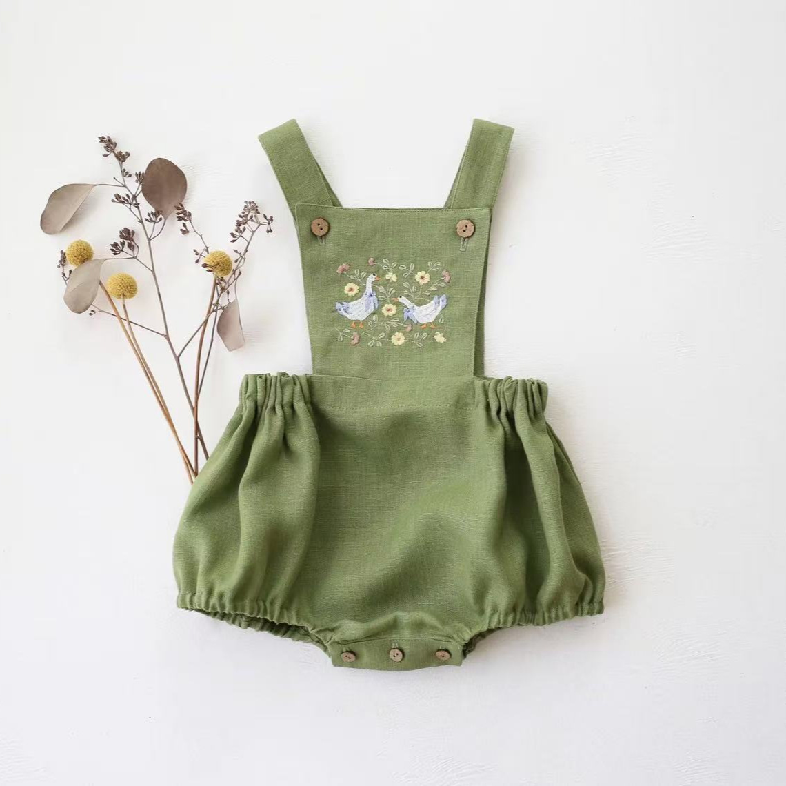 Baby Summer Linen Sleeveless Jumpsuit - Kırsal Tarzı 2026 Yaz Yeni Bebek