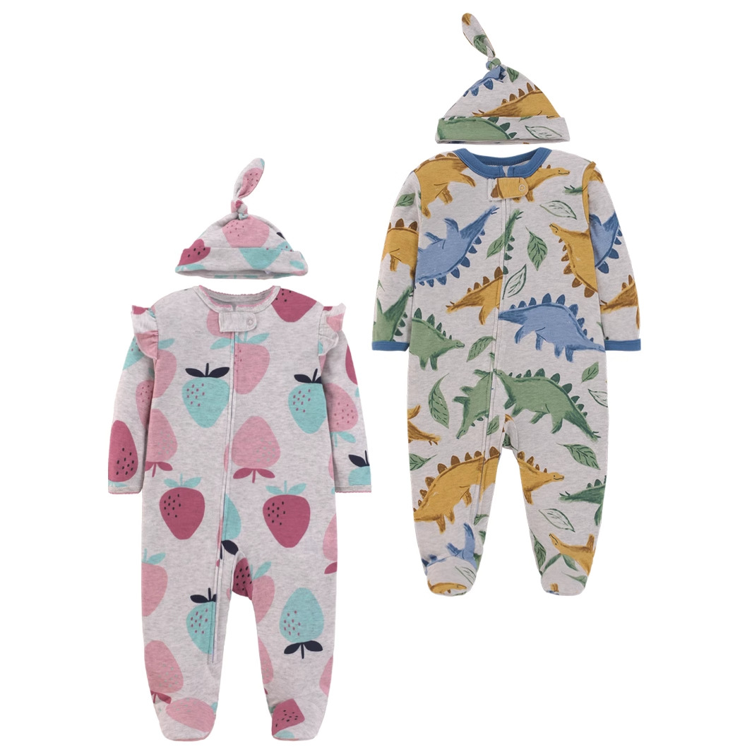 Cotton Baby Onesies Zipper - Yenidoğan Bebek Saf Pamuklu Romper Pijama