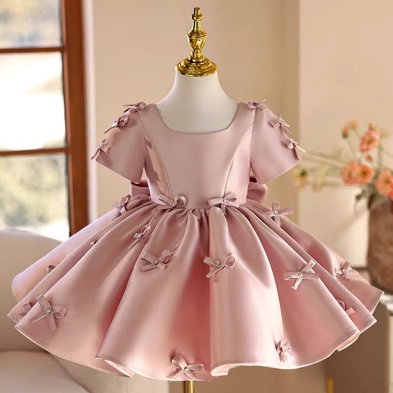 Toddler Girl Tulle Party Dress - Jill Wish J720 Pembe Çiçek Kız