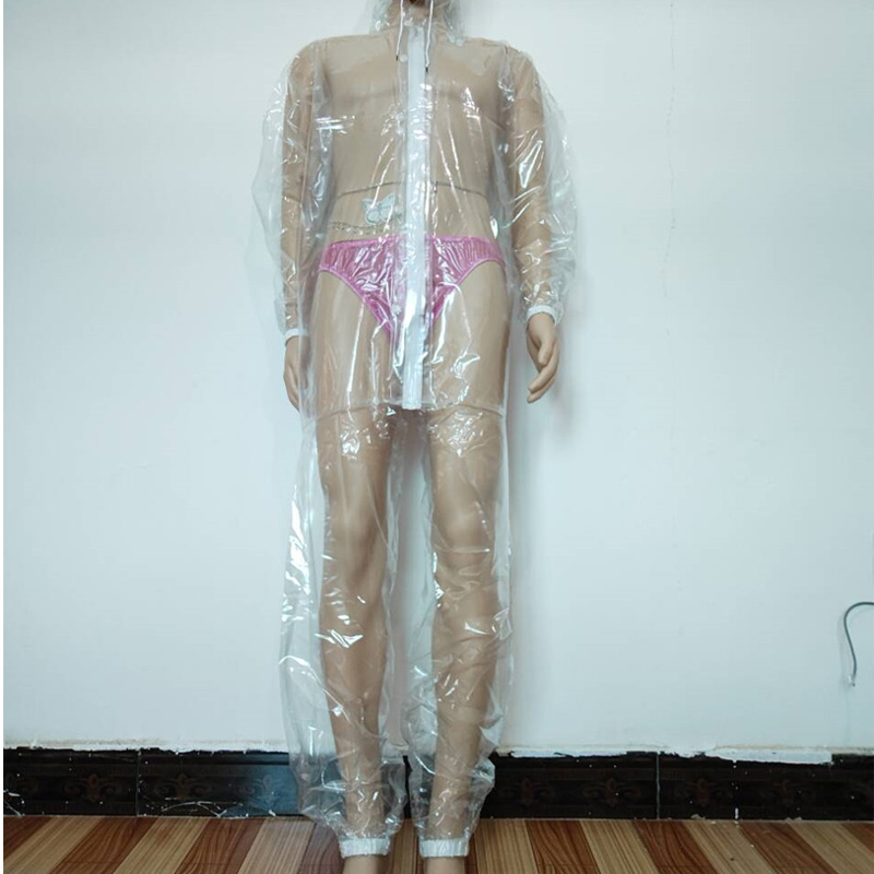 Diapering - Seksi PVC Şeffaf Fermuarlı Plastik Tulum