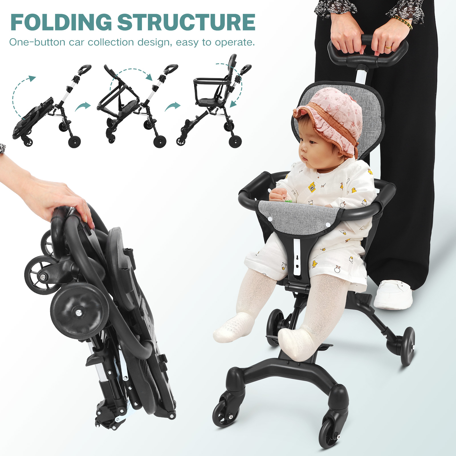 Lightweight Foldable Baby Stroller Compact - Bebekler İçin Uçak Seyahati İçin Kompakt