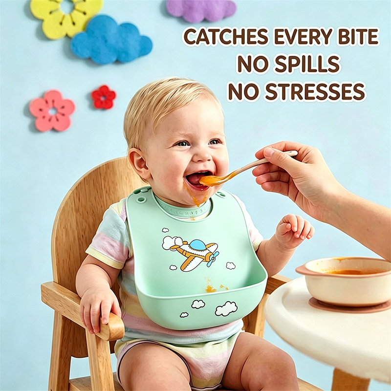 Waterproof Baby Bibs Silicone - Silikon Bebek Besleme Önlüğü Su Geçirmez