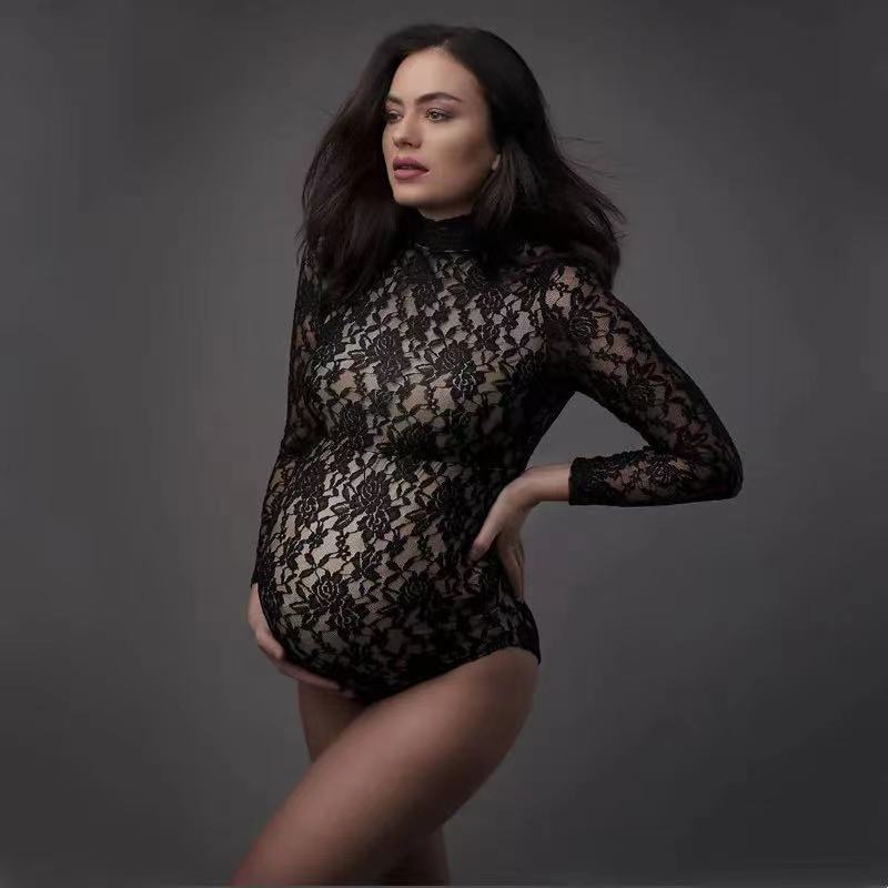 Maternity Wear - Dantel Hamile Fotoğrafçılığı Sahne Tulum Sıkı