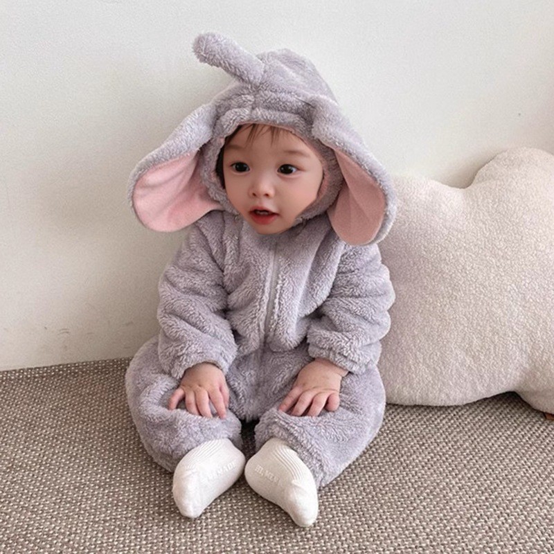 Cotton Baby Onesies Zipper - Sevimli Fil Tulumu 2026 Kış Bebek