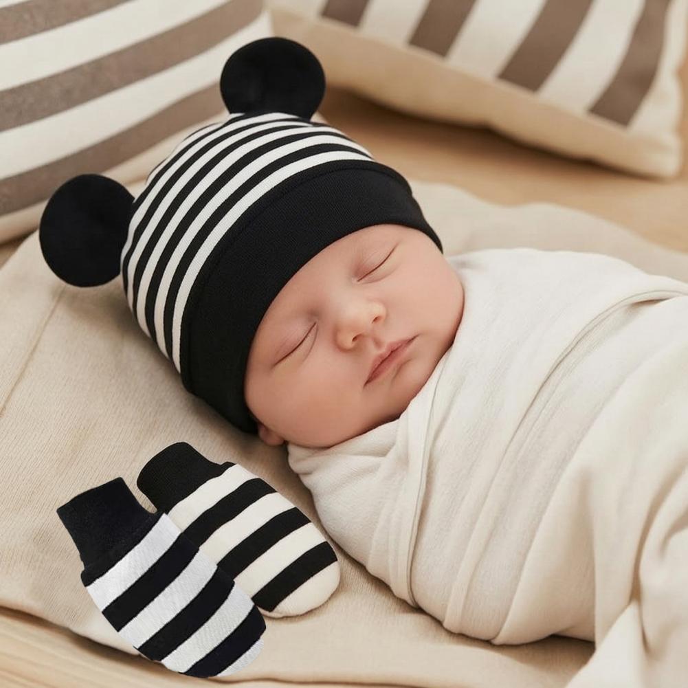 Infant Beanie Hat With Ears - Bebek Tırnak Bırakmayan Eldivenler Patikler Yenidoğan