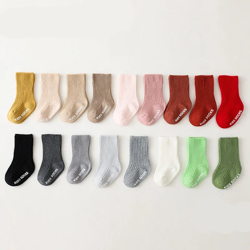 Unisex Baby Socks Non Slip - Sonbahar kış bebek kız erkek katı