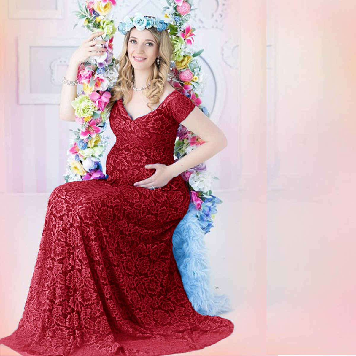 Maternity Wear - Avrupa Amerikan Hamile Giyimleri Dantel Etekli