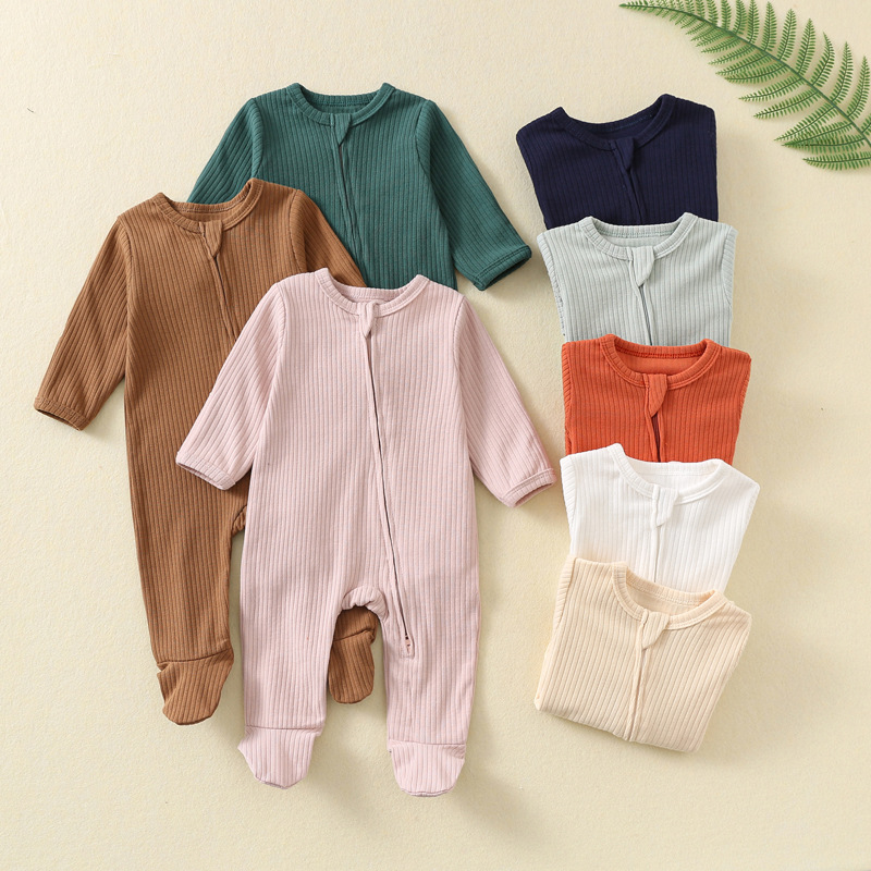 Cotton Baby Onesies Zipper - Bebek tulumu sonbahar ve kış bebek