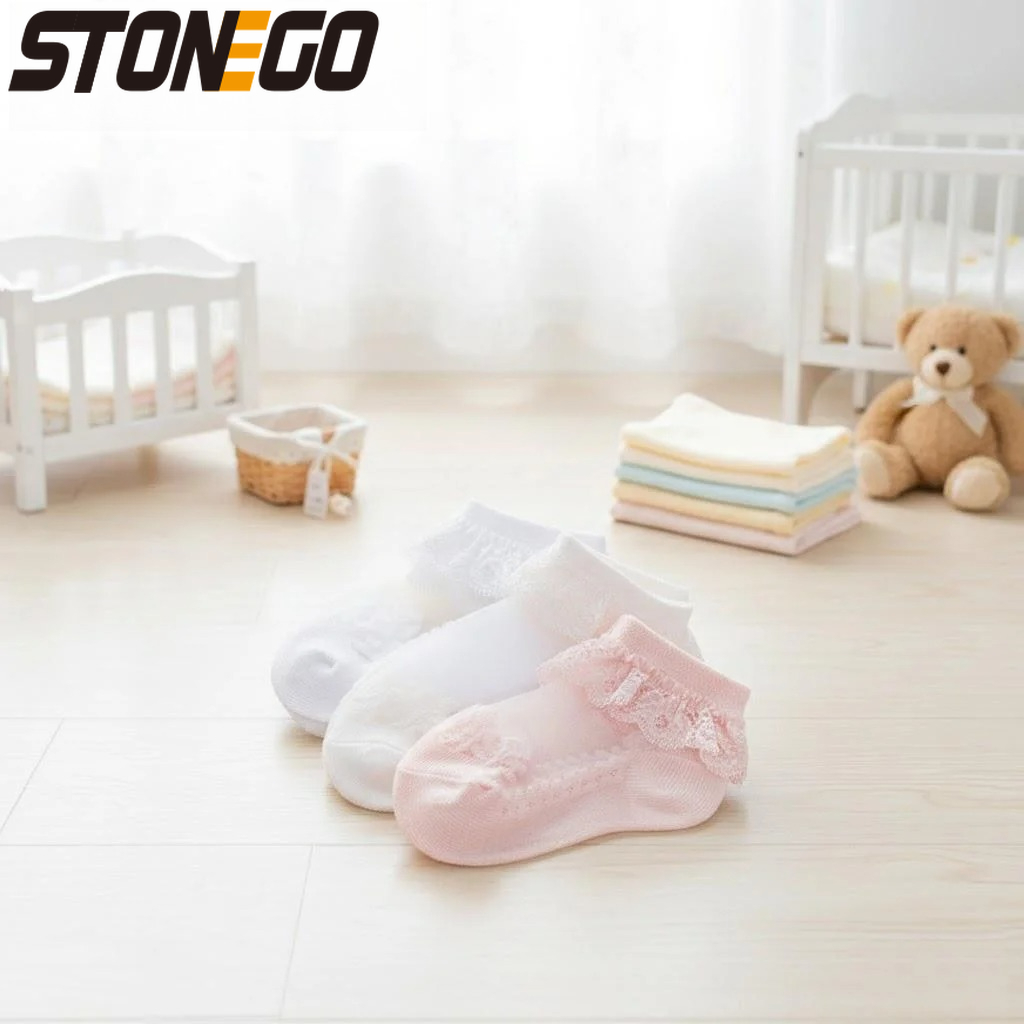 Unisex Baby Socks Non Slip - Sevimli Dantel Çiçekli File Bebek Çorapları