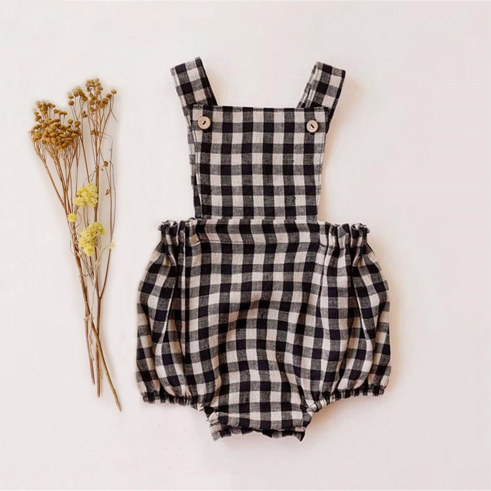 Baby Summer Linen Sleeveless Jumpsuit - Yenidoğan erkek bebek kız Romper 0-2Y