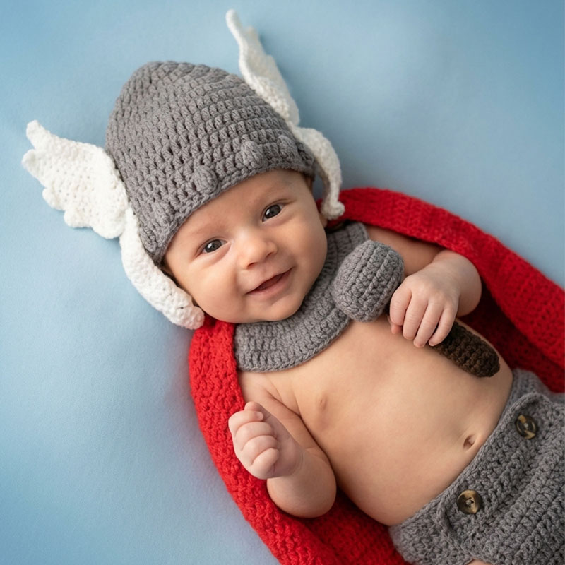 Infant Photography Props Outfit - Yenidoğan Fotoğraf Sahne Thor Bebek Kostüm