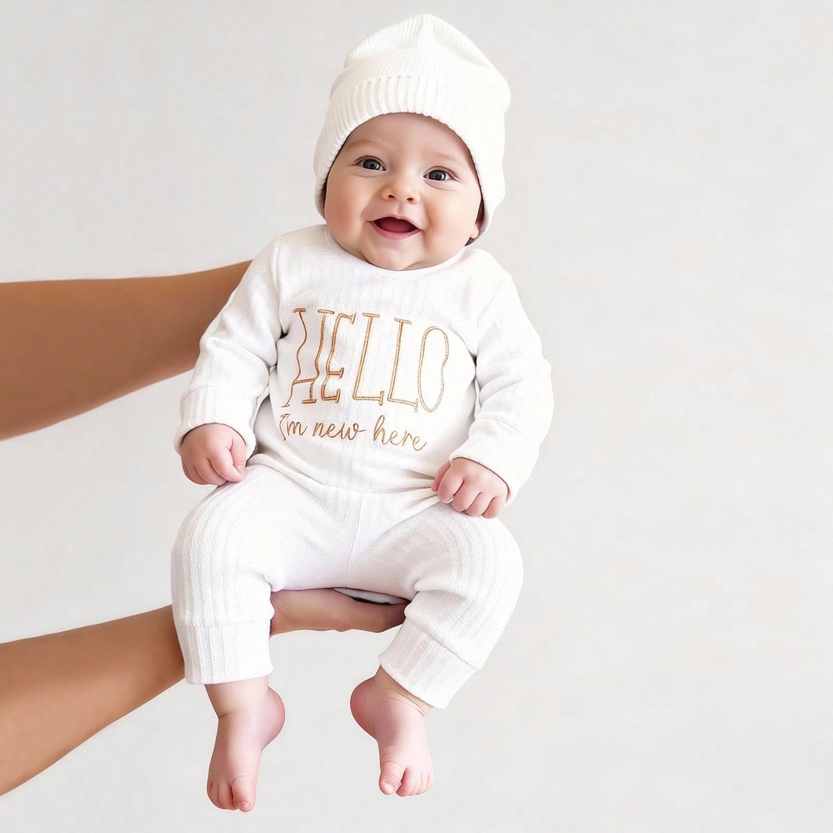 Infant Photography Props Outfit - Ylsteed 'Merhaba' Nakışlı Yenidoğan Fotoğrafçılık Aksesuarları