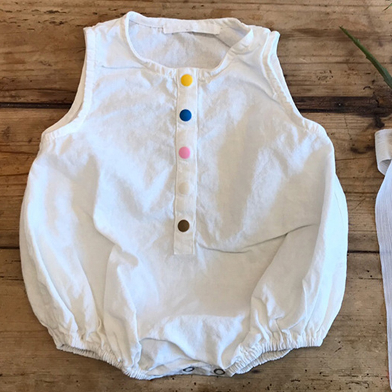 Keten pamuk Boys Romper yaz ko - Baby Summer Linen Sleeveless Jumpsuit incelemesi ve fiyatı