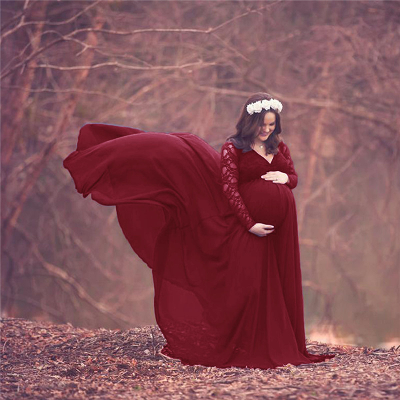 Yeni dantel şifon annelik foto - Maternity Wear incelemesi ve fiyatı