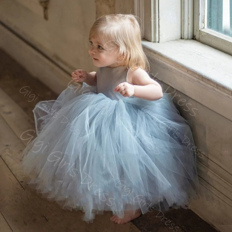 Mavi Çiçek Kız Elbise Düğün iç - Toddler Girl Tulle Party Dress incelemesi ve fiyatı