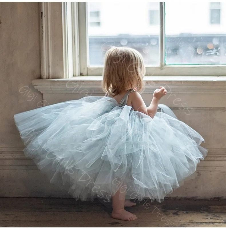 Mavi Çiçek Kız Elbise Düğün iç - Toddler Girl Tulle Party Dress incelemesi ve fiyatı