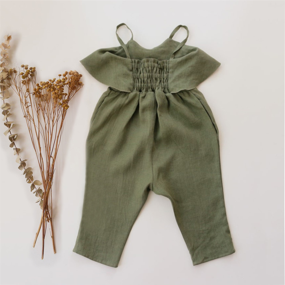Bebek kız yaz giysileri bebek  - Baby Summer Linen Sleeveless Jumpsuit incelemesi ve fiyatı