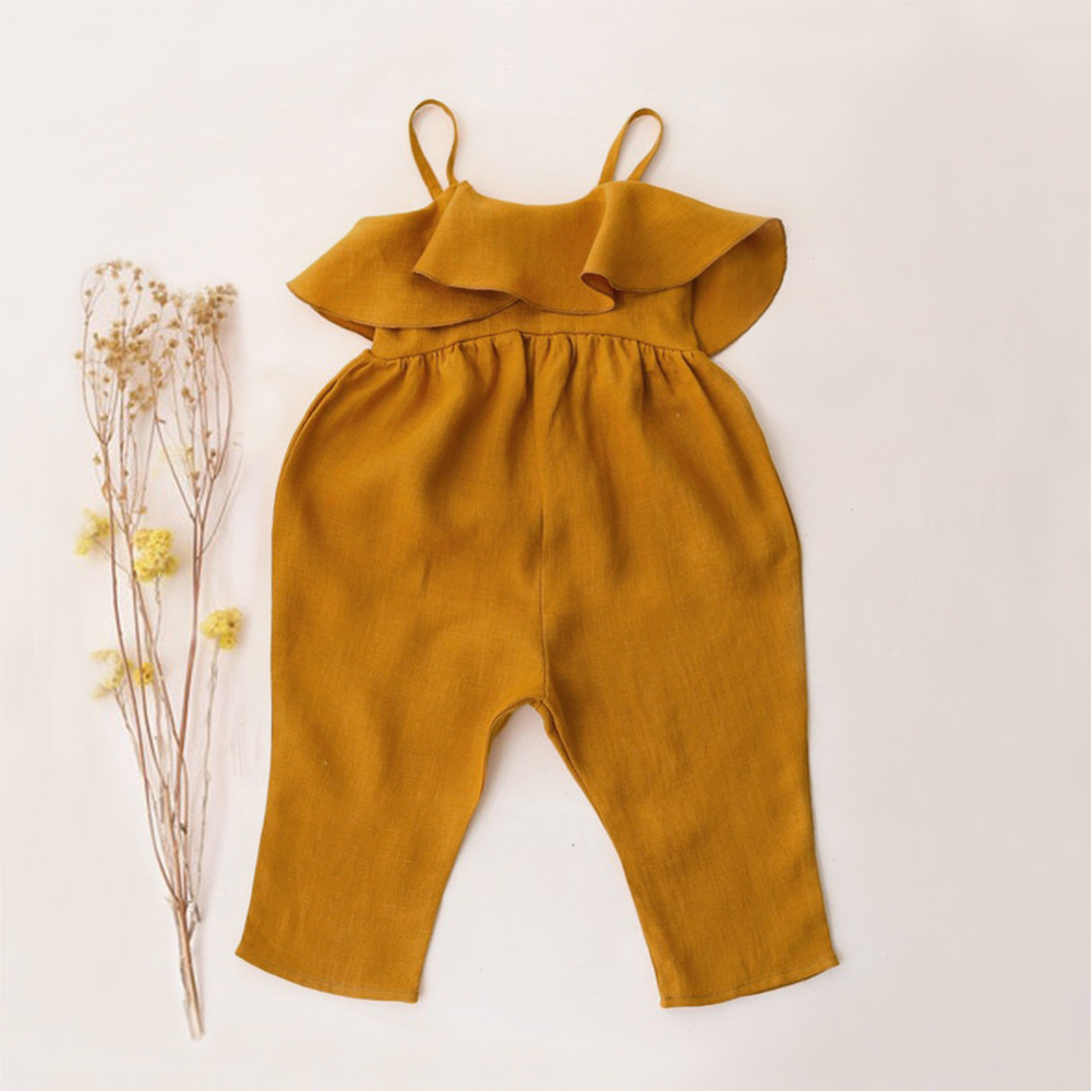 Bebek kız yaz giysileri bebek  - Baby Summer Linen Sleeveless Jumpsuit incelemesi ve fiyatı
