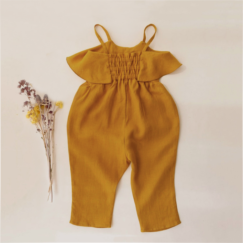 Bebek kız yaz giysileri bebek  - Baby Summer Linen Sleeveless Jumpsuit incelemesi ve fiyatı