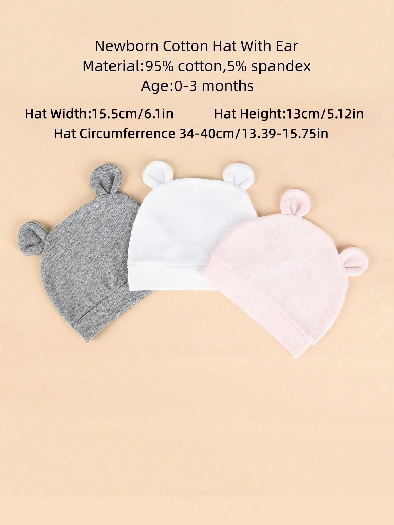 3'lü Paket Yenidoğan Düz Renk  - Infant Beanie Hat With Ears incelemesi ve fiyatı