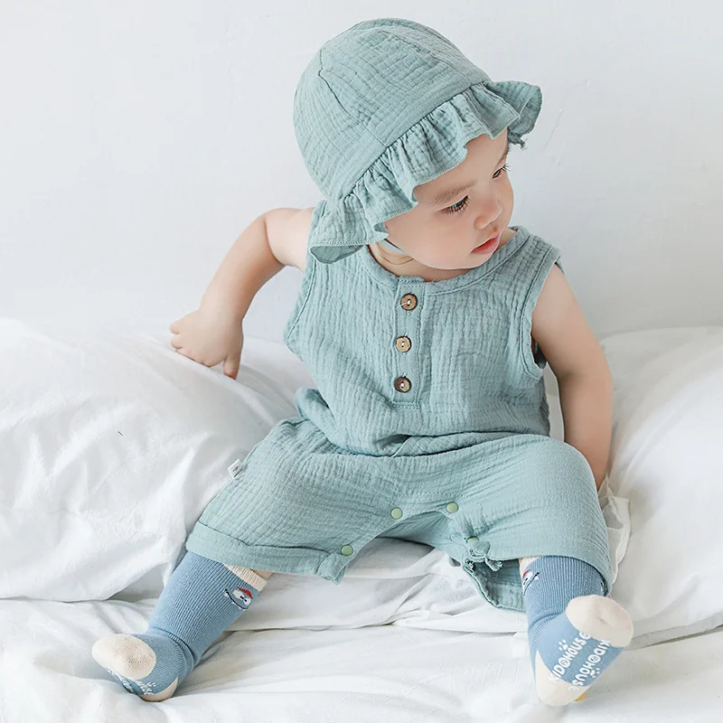 2 adet/takım Bebek Yaz Giyim K - Baby Summer Linen Sleeveless Jumpsuit incelemesi ve fiyatı
