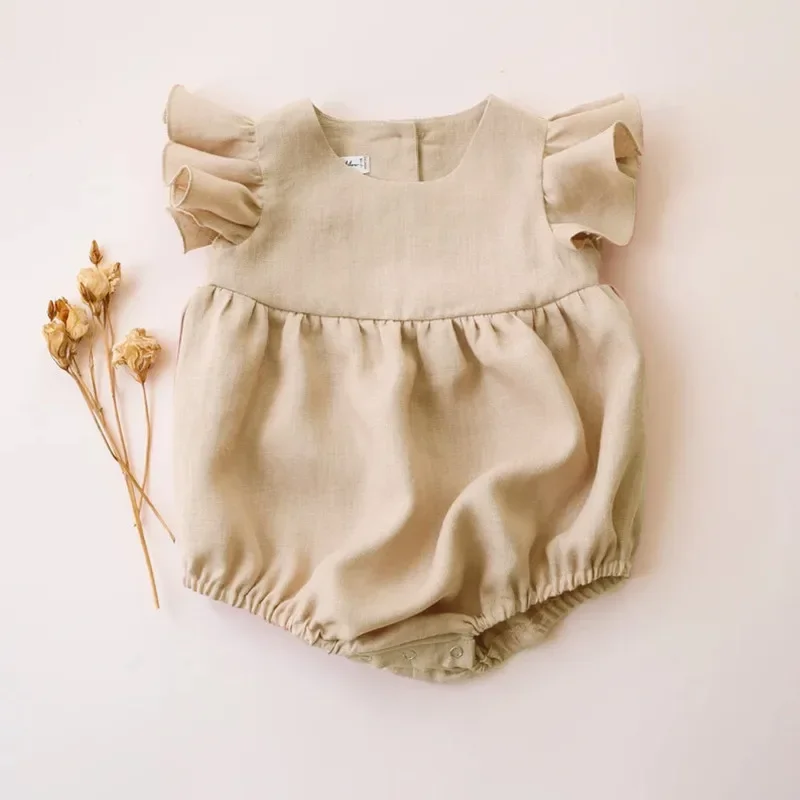 0-24M keten pamuk yenidoğan kı - Baby Summer Linen Sleeveless Jumpsuit incelemesi ve fiyatı