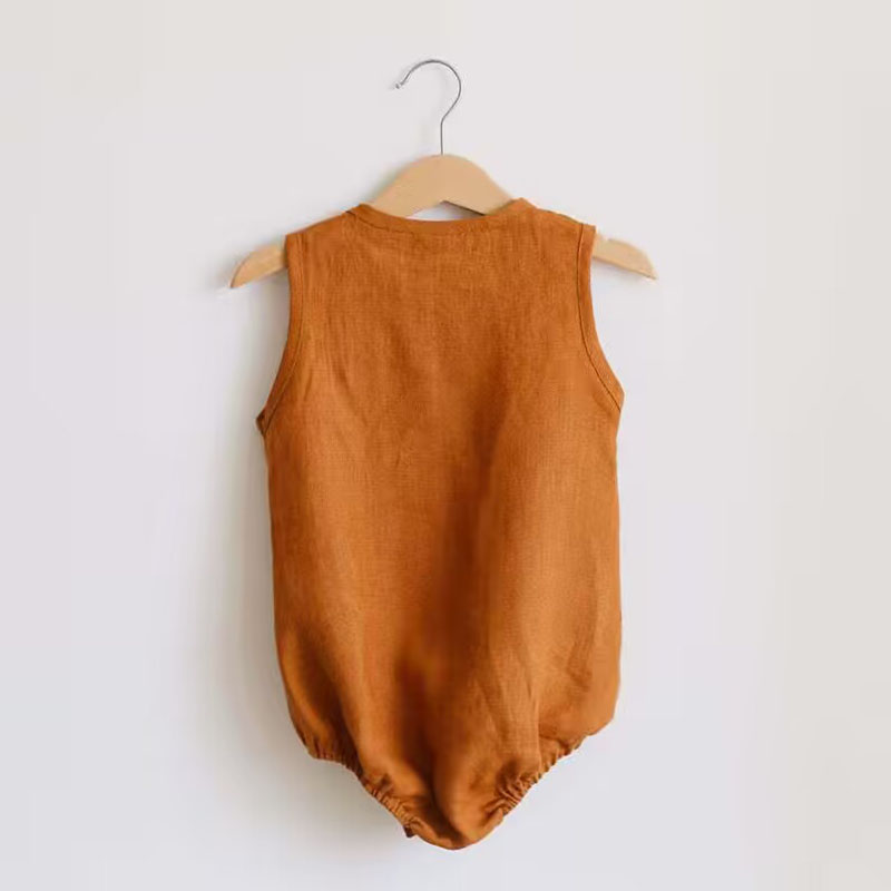 Yenidoğan Bebek Erkek Keten Pa - Baby Summer Linen Sleeveless Jumpsuit incelemesi ve fiyatı