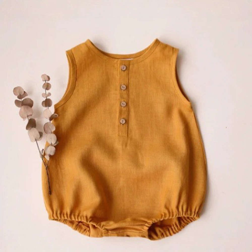 Yenidoğan Bebek Erkek Keten Pa - Baby Summer Linen Sleeveless Jumpsuit incelemesi ve fiyatı