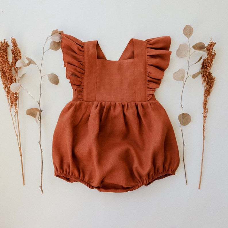 Bebek Kız Çocuk Yazlık Tulumla - Baby Summer Linen Sleeveless Jumpsuit incelemesi ve fiyatı